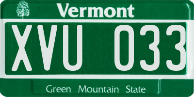 VT license plate XVU033