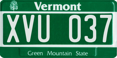 VT license plate XVU037