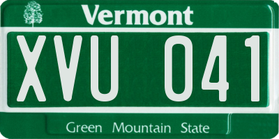 VT license plate XVU041