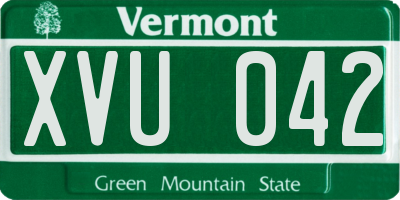 VT license plate XVU042