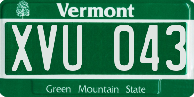 VT license plate XVU043