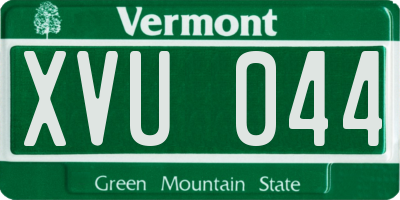 VT license plate XVU044