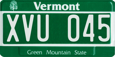 VT license plate XVU045