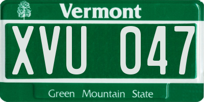 VT license plate XVU047