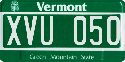 VT license plate XVU050
