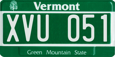 VT license plate XVU051