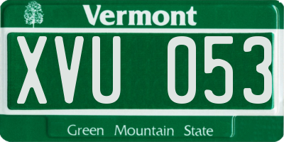 VT license plate XVU053