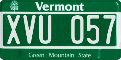 VT license plate XVU057