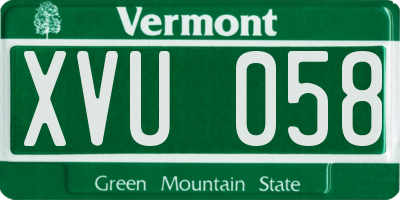 VT license plate XVU058