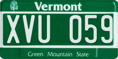 VT license plate XVU059