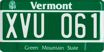 VT license plate XVU061
