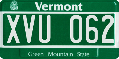 VT license plate XVU062