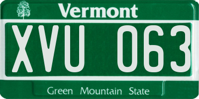 VT license plate XVU063