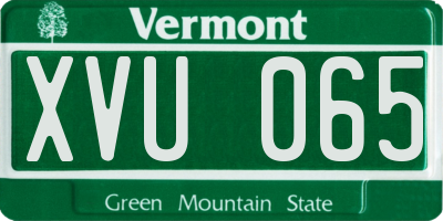 VT license plate XVU065