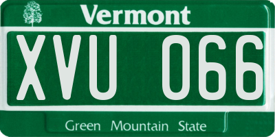 VT license plate XVU066