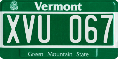 VT license plate XVU067