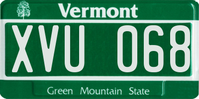 VT license plate XVU068