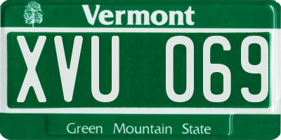 VT license plate XVU069