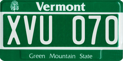 VT license plate XVU070