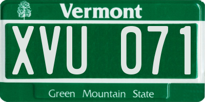 VT license plate XVU071
