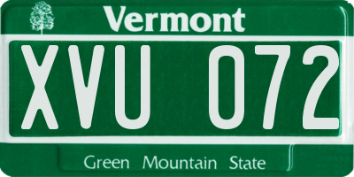VT license plate XVU072