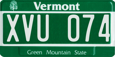 VT license plate XVU074