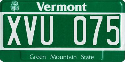 VT license plate XVU075