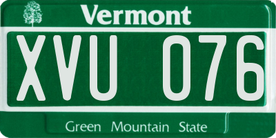 VT license plate XVU076