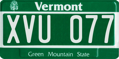 VT license plate XVU077
