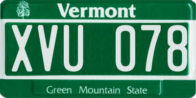 VT license plate XVU078
