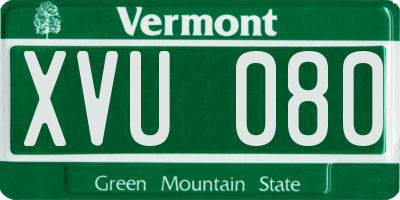 VT license plate XVU080