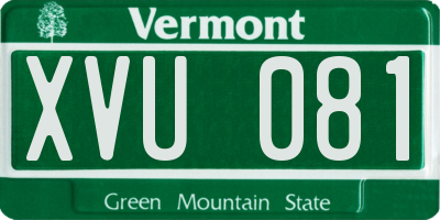 VT license plate XVU081