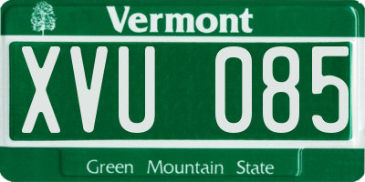 VT license plate XVU085