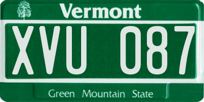 VT license plate XVU087