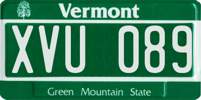 VT license plate XVU089