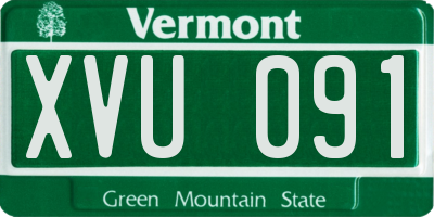 VT license plate XVU091
