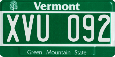 VT license plate XVU092