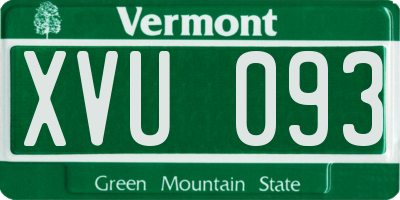 VT license plate XVU093