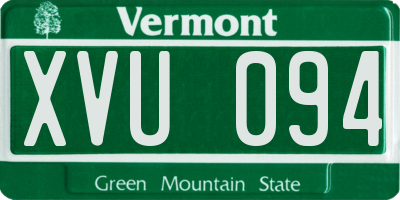 VT license plate XVU094