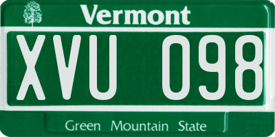 VT license plate XVU098