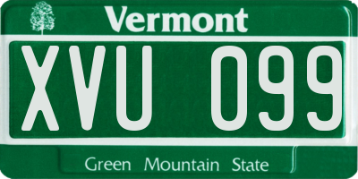 VT license plate XVU099