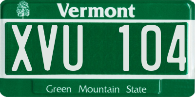 VT license plate XVU104