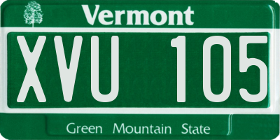 VT license plate XVU105