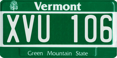 VT license plate XVU106