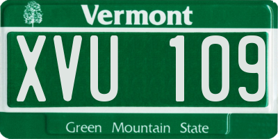 VT license plate XVU109
