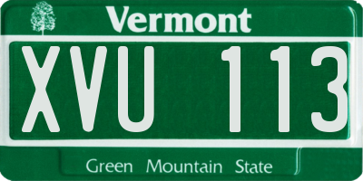 VT license plate XVU113