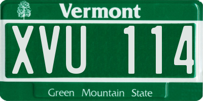 VT license plate XVU114