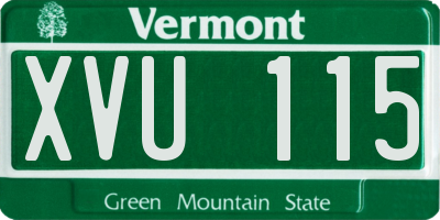 VT license plate XVU115