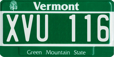 VT license plate XVU116