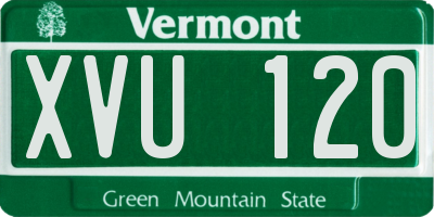 VT license plate XVU120